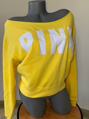 Victoria’s Secret PINK Victoria's Secret Bright Yellow Off-Shoulder Sweatshirt M